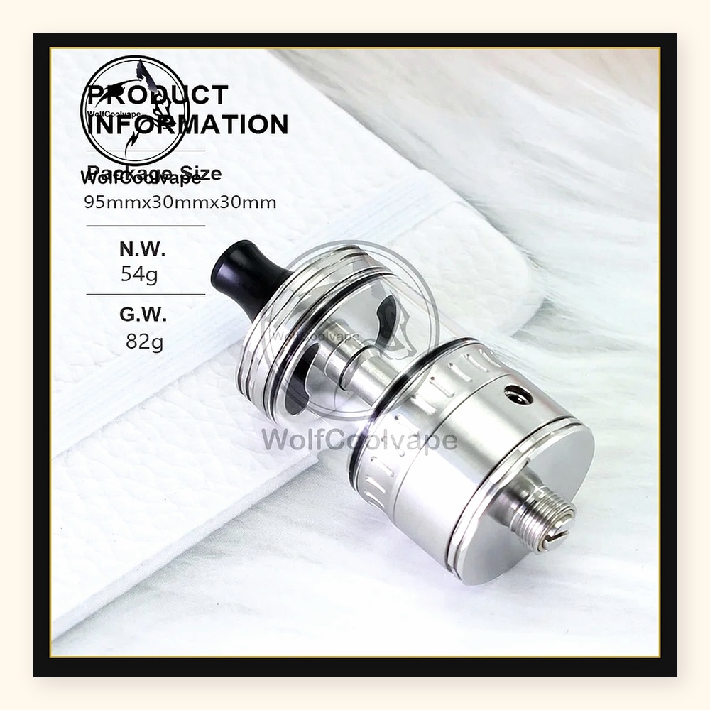 Wolfcool Vape NOLA RTA 22mm Si - Vaping Air recension och pris